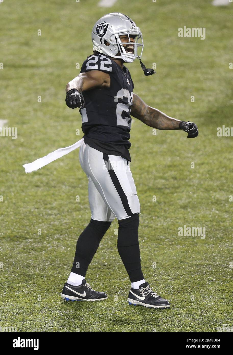 Canton, United States. 04th Aug, 2022. Las Vegas Raiders Ameer Abdullah (22) reacts after scoring a touchdown against the Jacksonville Jaguars in the first half of the Pro Football Hall of Game in Canton, Ohio, on Thursday, August 4, 2022. Photo by Aaron Josefczyk/UPI Credit: UPI/Alamy Live News Stock Photo