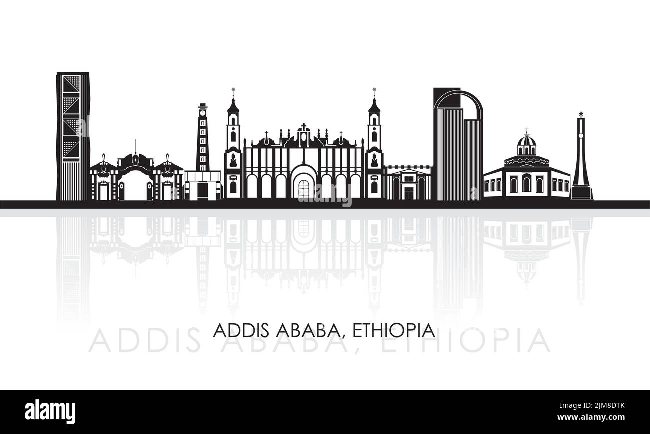 Silhouette Skyline panorama of city of Addis Ababa, Ethiopia - vector illustration Stock Vector