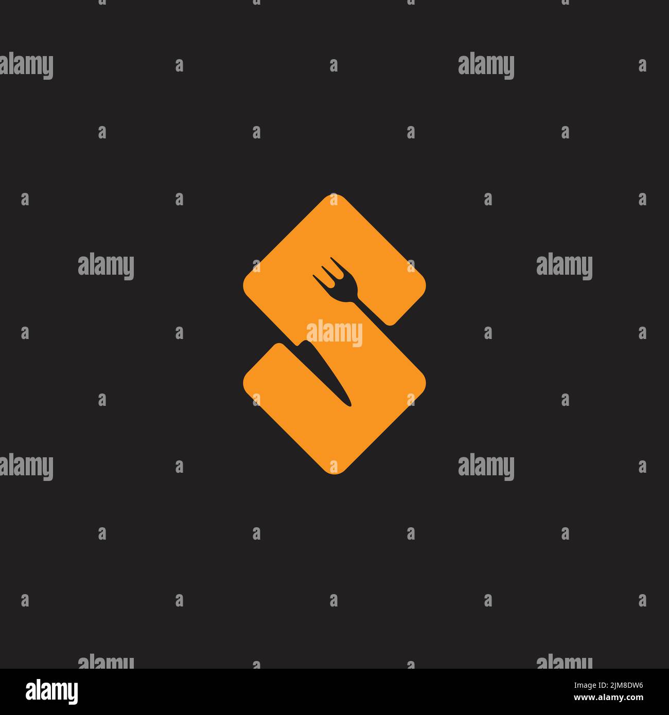 letter s steak restaurant fork knife symbol vector Stock Vector