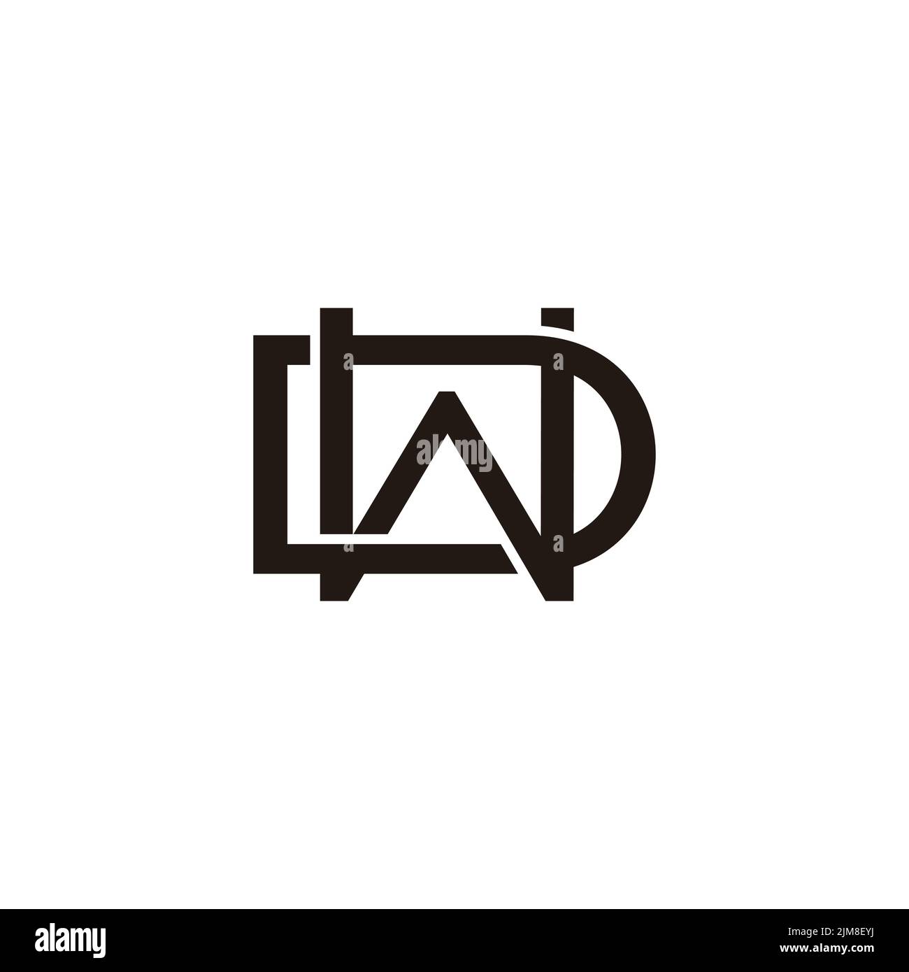 letter wd simple linked overlap 3d flat logo vector Stock Vector