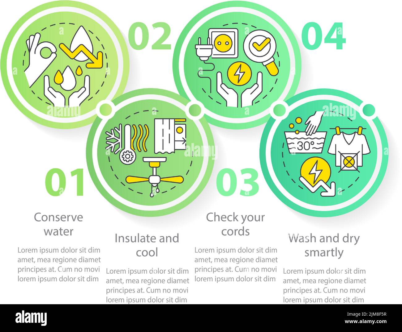 Energy efficiency at home green circle infographic template Stock ...