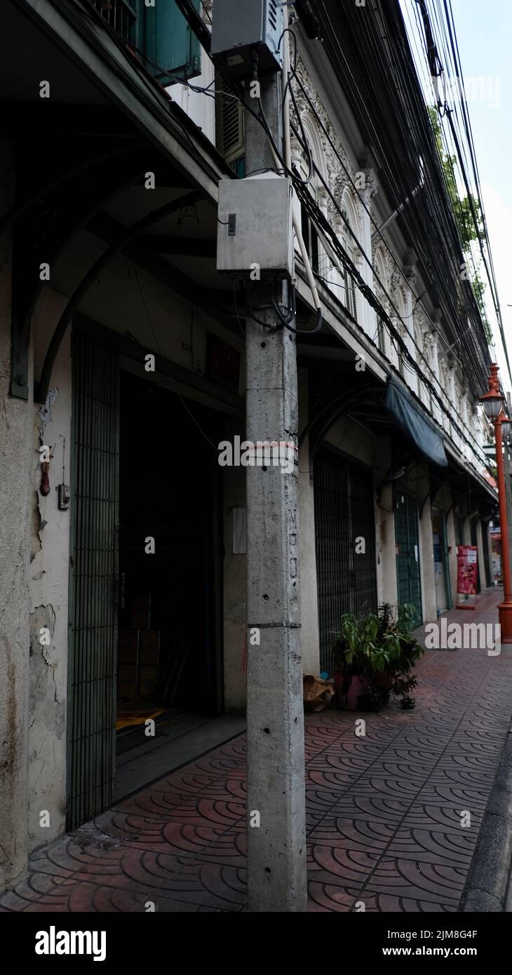 Old Heritage Building on Song Wat road Chinatown Bangkok Thailand Stock Photo