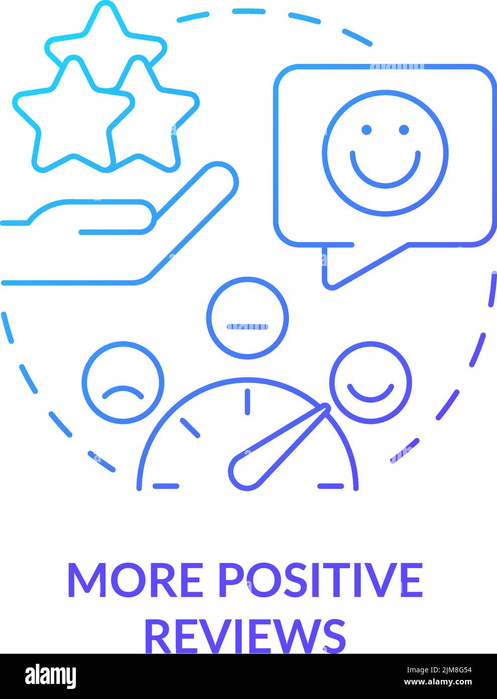 More positive reviews blue gradient concept icon Stock Vector