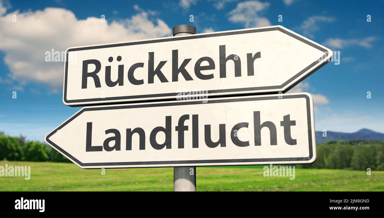 Zurück aufs Land statt Landflucht. Stock Photo