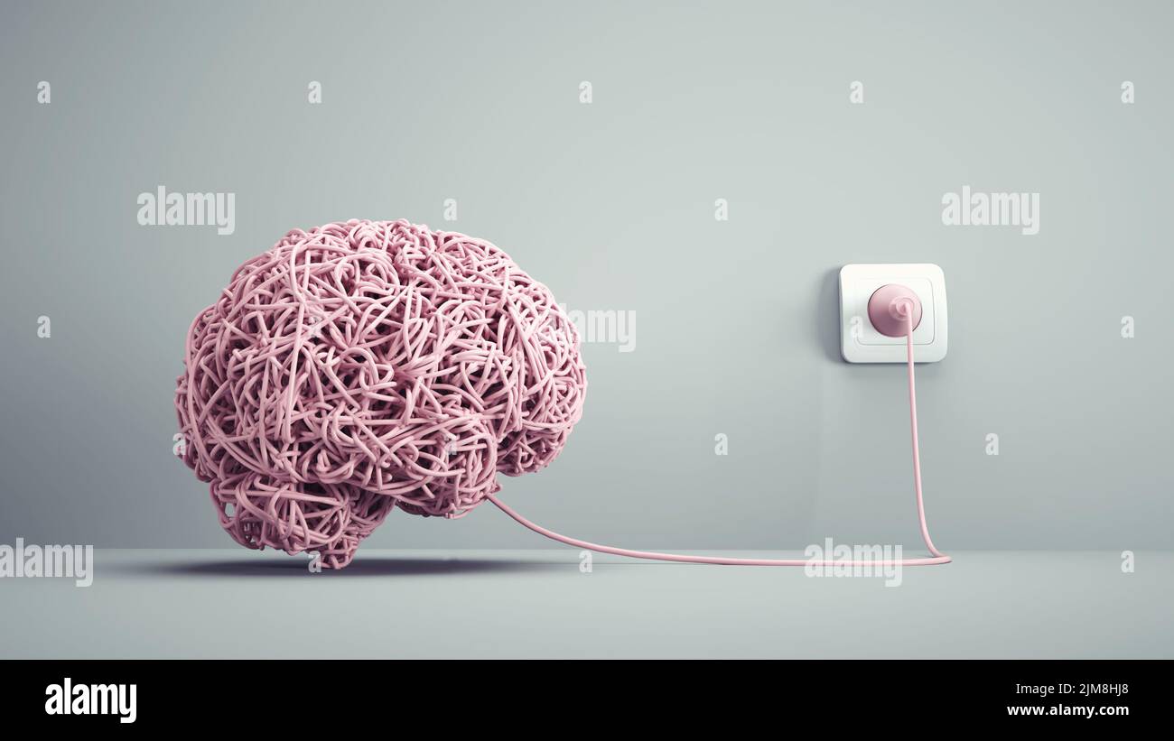 Human technology plug in brain hi-res stock photography and images - Alamy