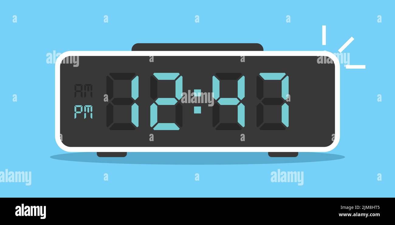 Digital clock number icon illustration in flat style. lcd watch vector