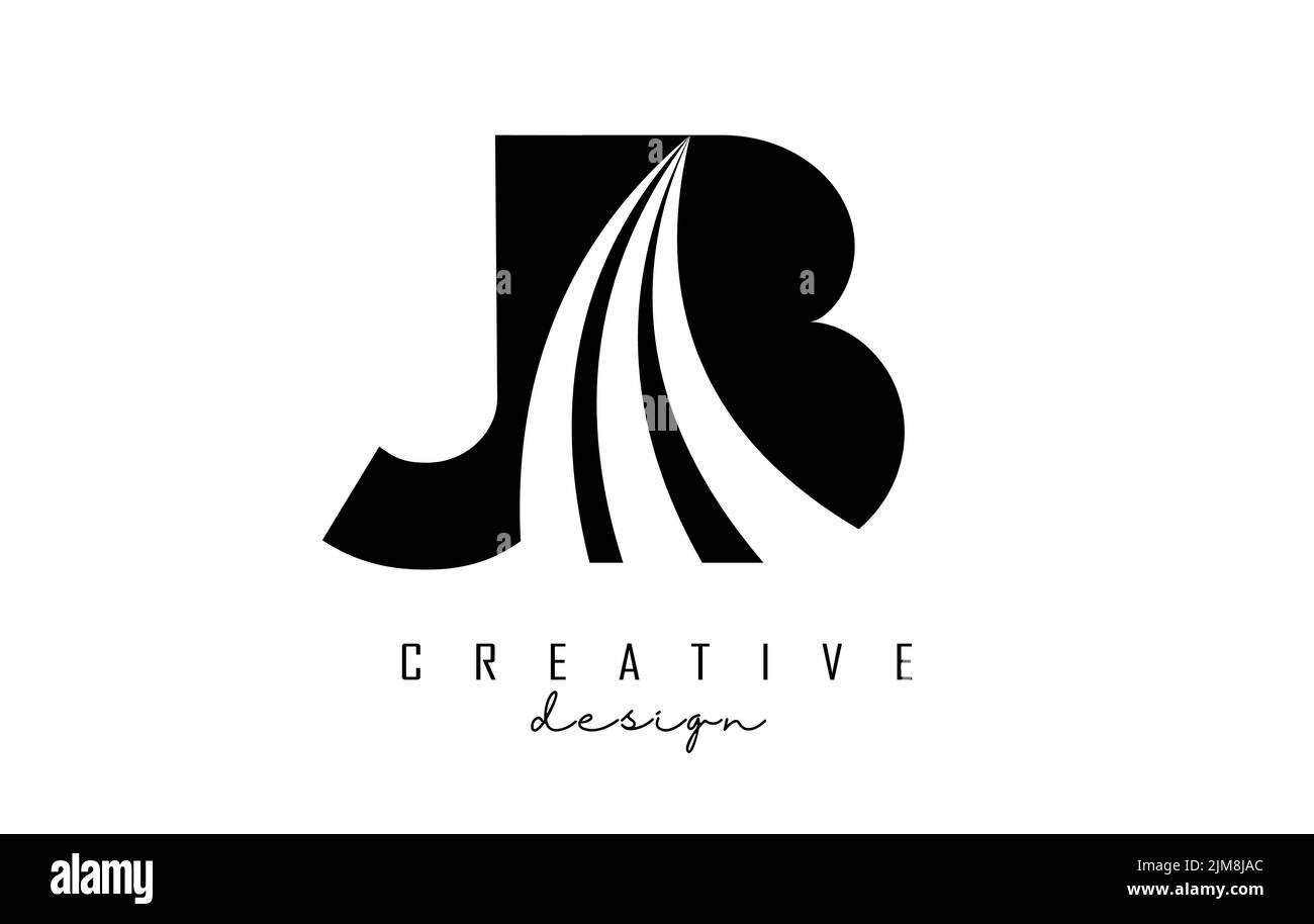 Creative black letter JB J B logo with leading lines and road concept ...