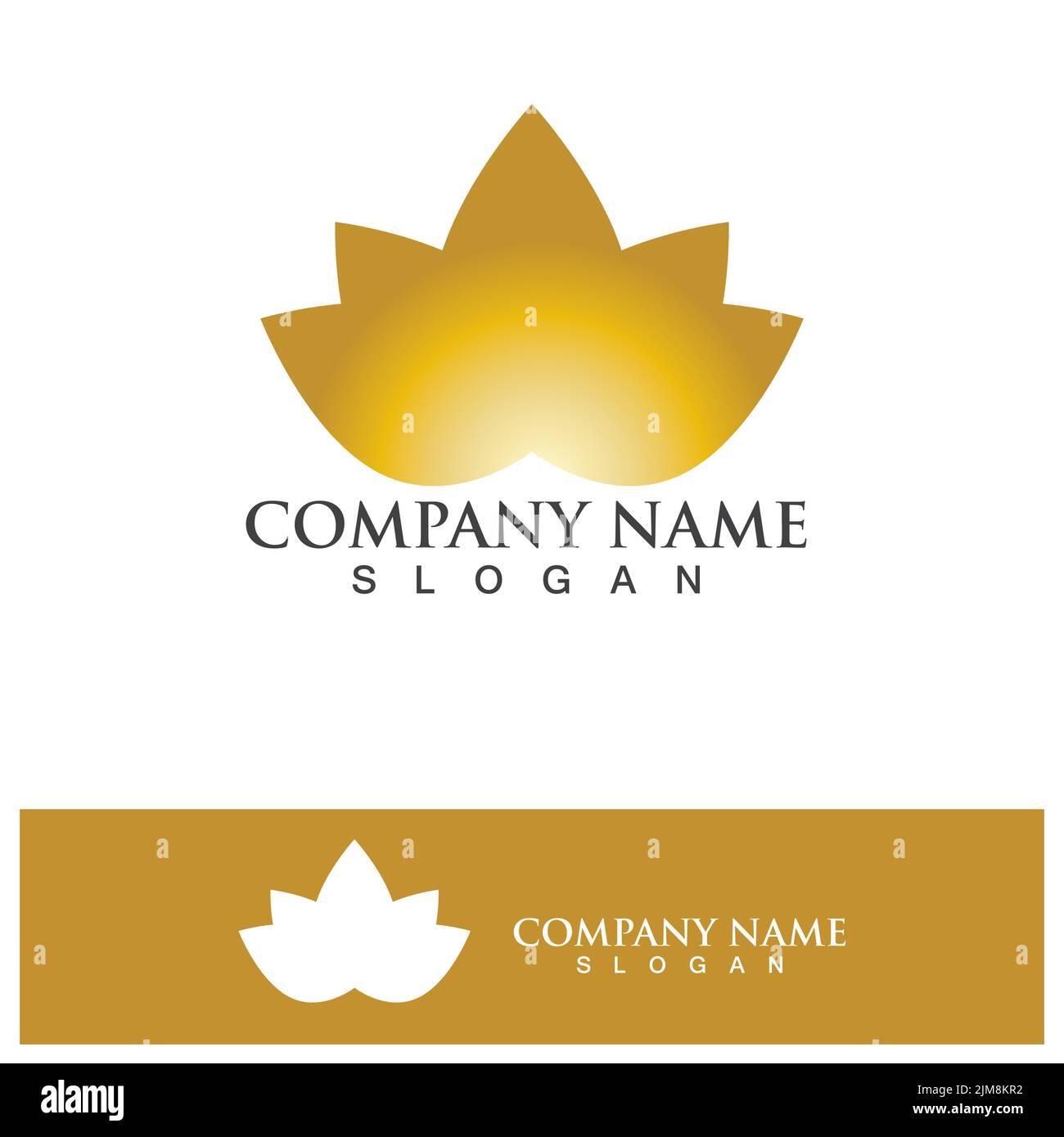Golden lotus flower logo. Vector design template of lotus icon on dark ...