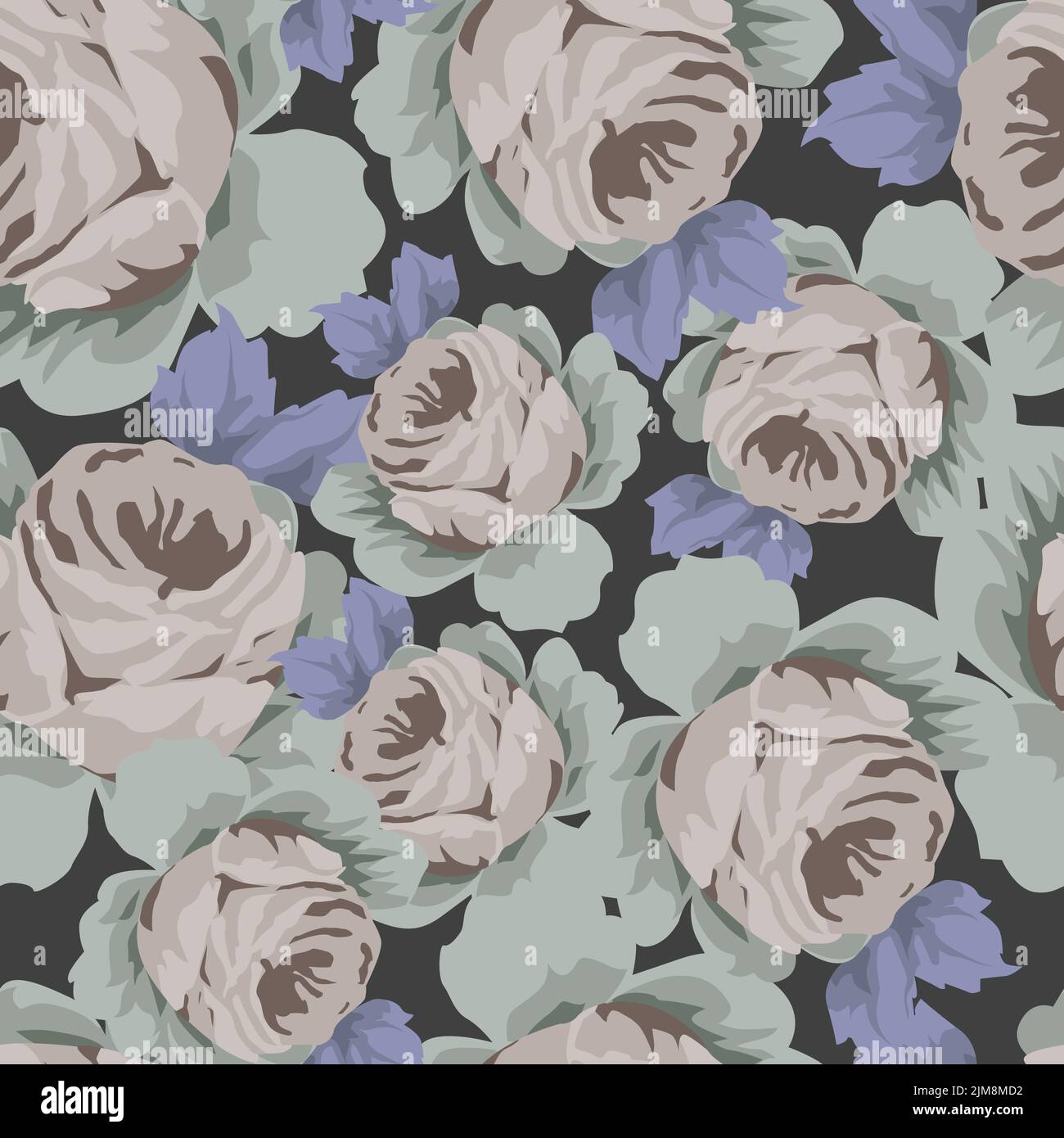 Seamless blue rose pattern hi-res stock photography and images - Alamy