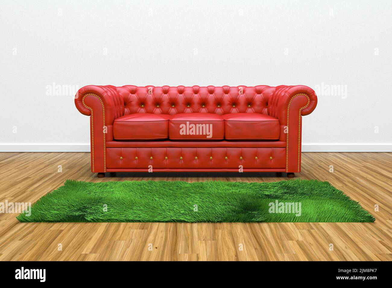 Red leather sofa Stock Photo Alamy