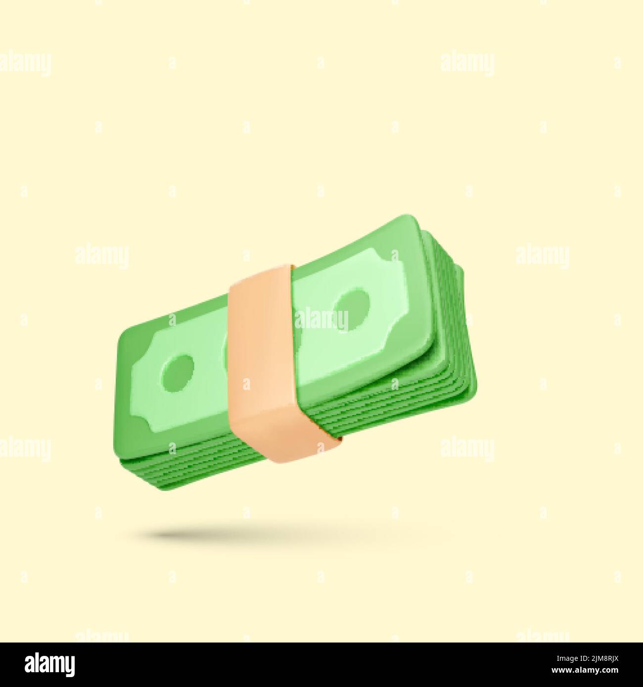 Heap of green dollar USA. 3D render stack of money. Wad of cash. Paper dollar banknote isolated. Vector illustration Stock Vector