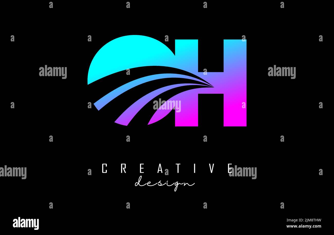Oh Design Creative colorful letter Oh o h logo with leading lines and road ...