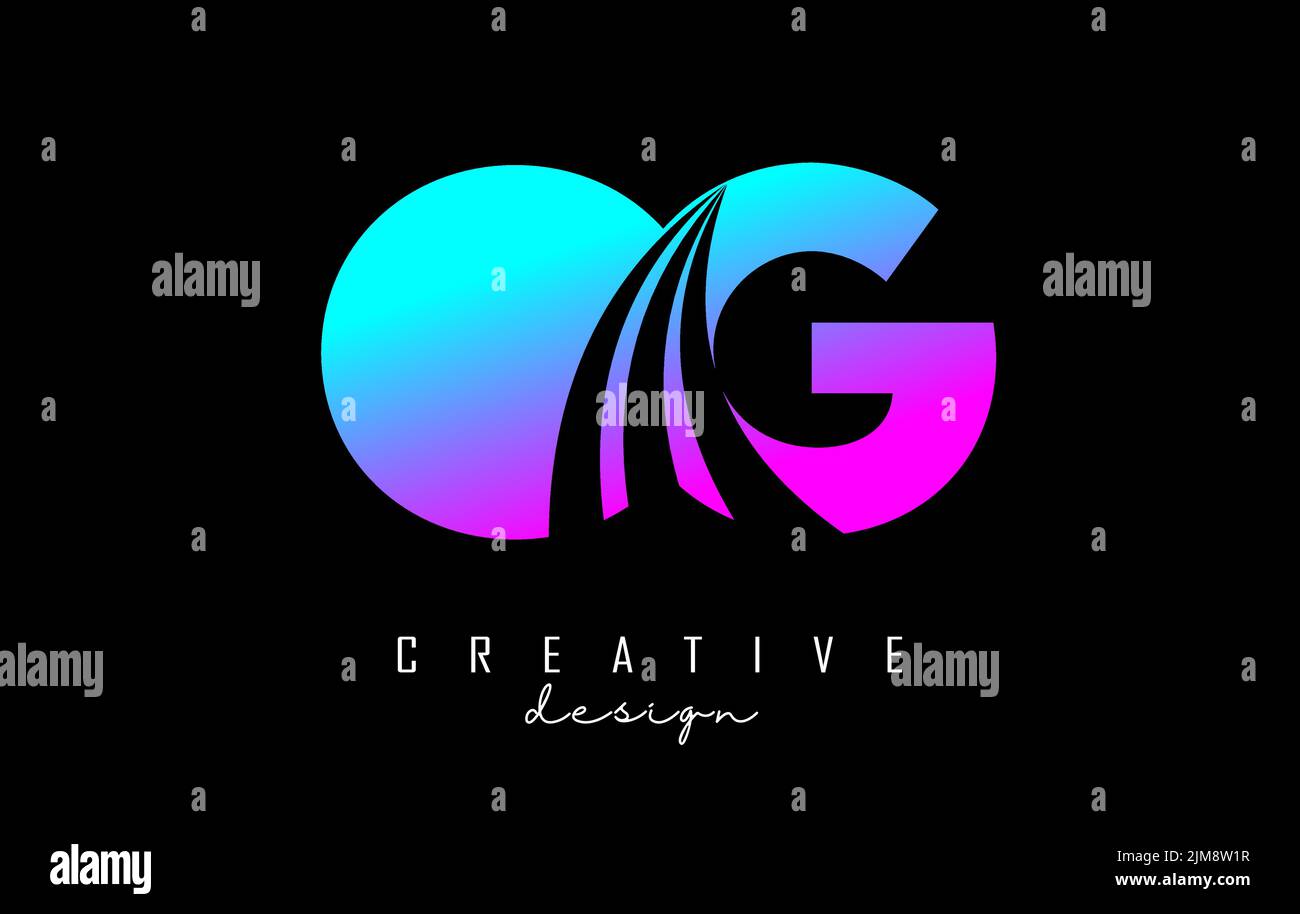 Creative colorful letter OG o g logo with leading lines and road concept design. Letters with geometric design. Vector Illustration with letter and cr Stock Vector