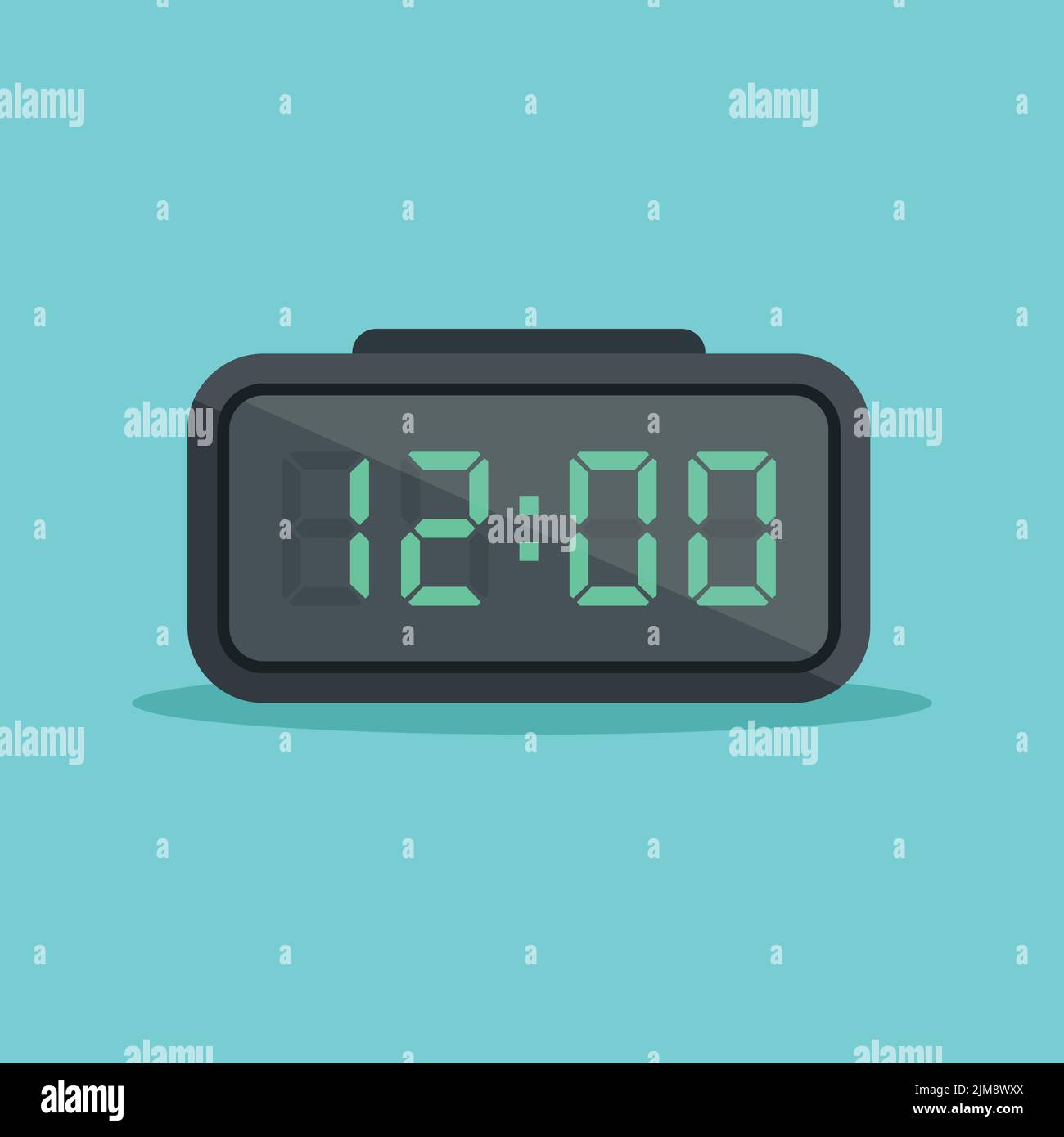 Digital clock number icon illustration in flat style. lcd watch vector