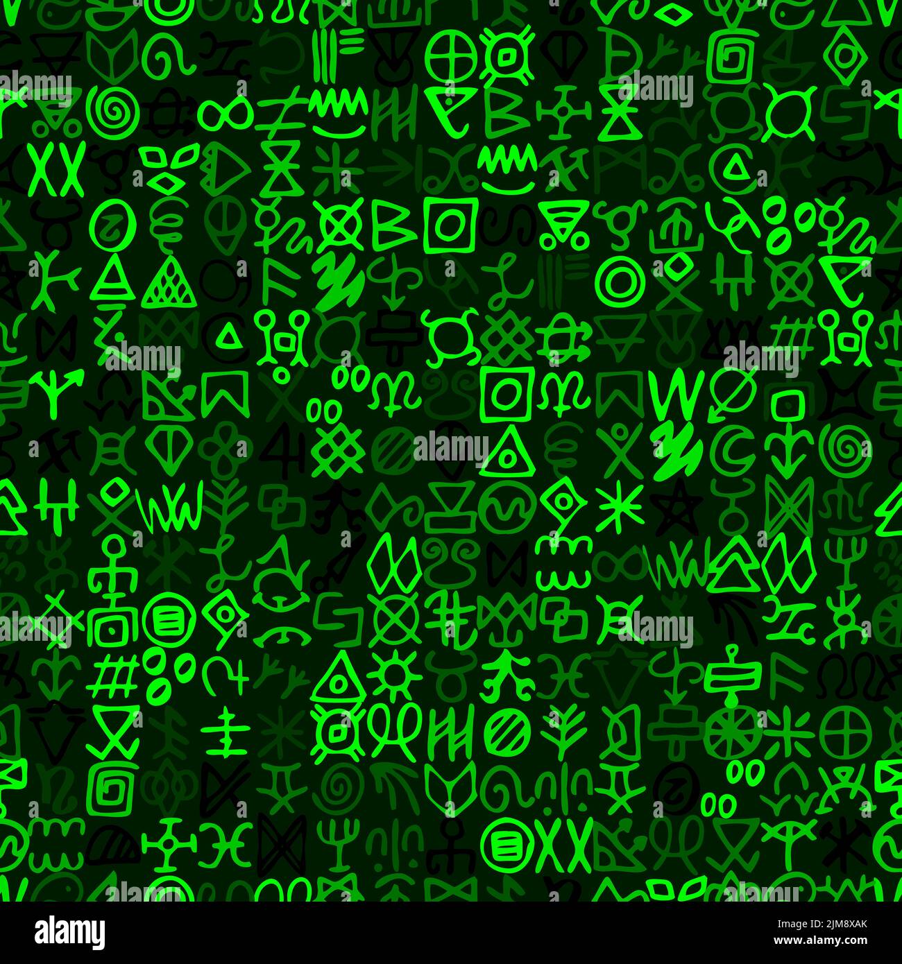 Digital green matrix and computer code symbols vector seamless background. Stock Vector