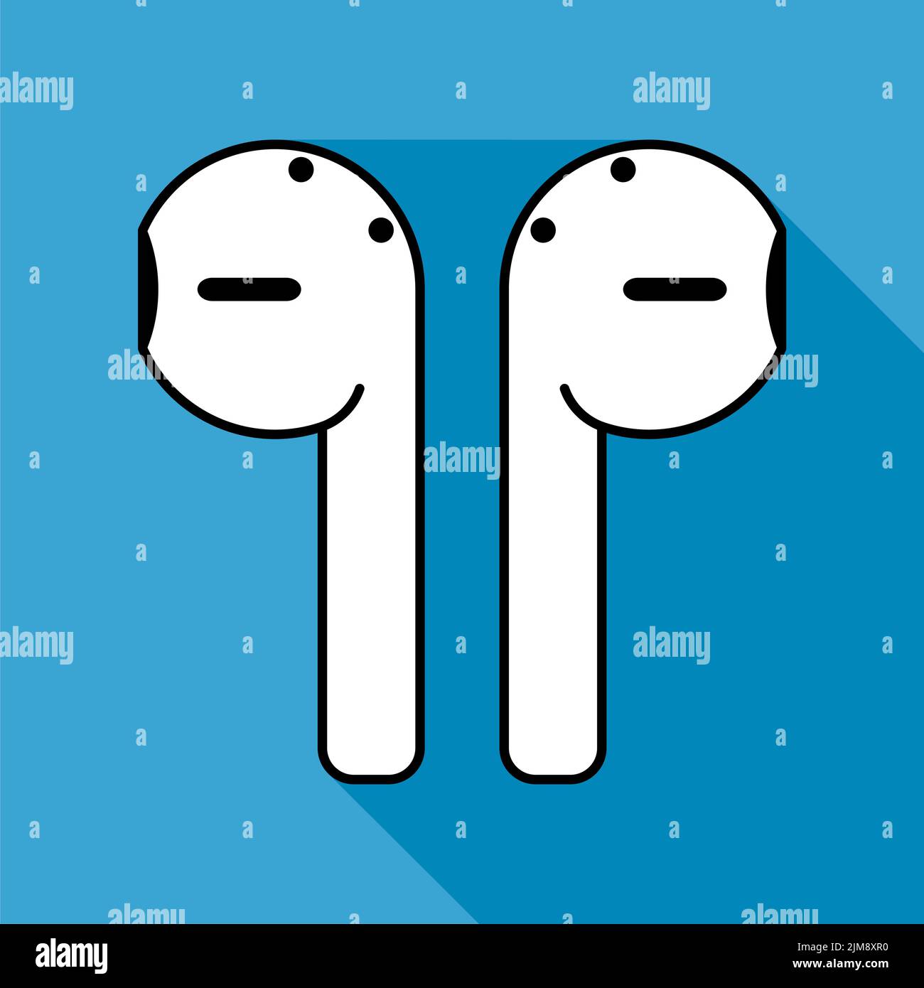 Set of Earphones music flat icon, sound technology device sign, web