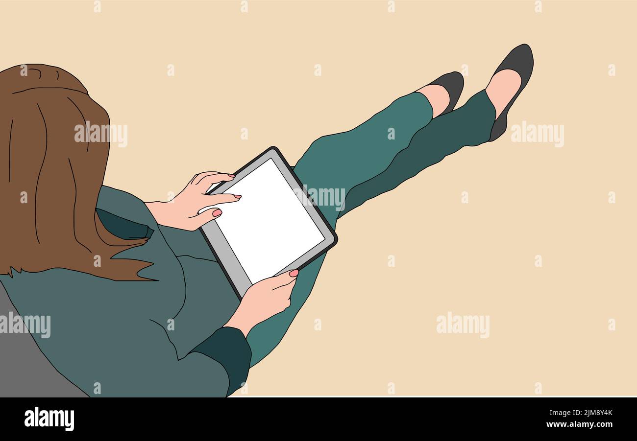 Business Woman or office worker working on computer , Back Rear View ...