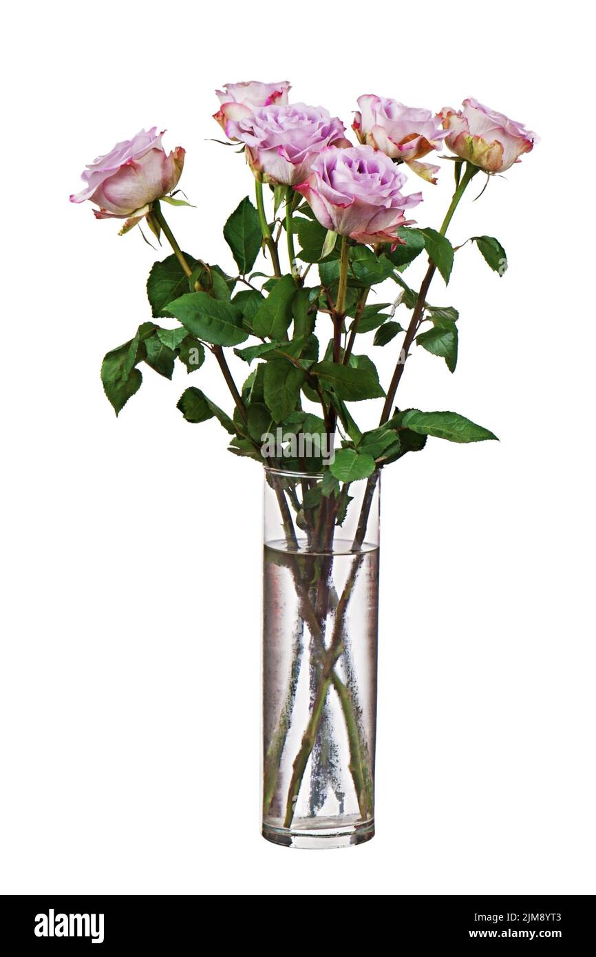 Colorful flower bouquet from roses in glass vase i Stock Photo - Alamy