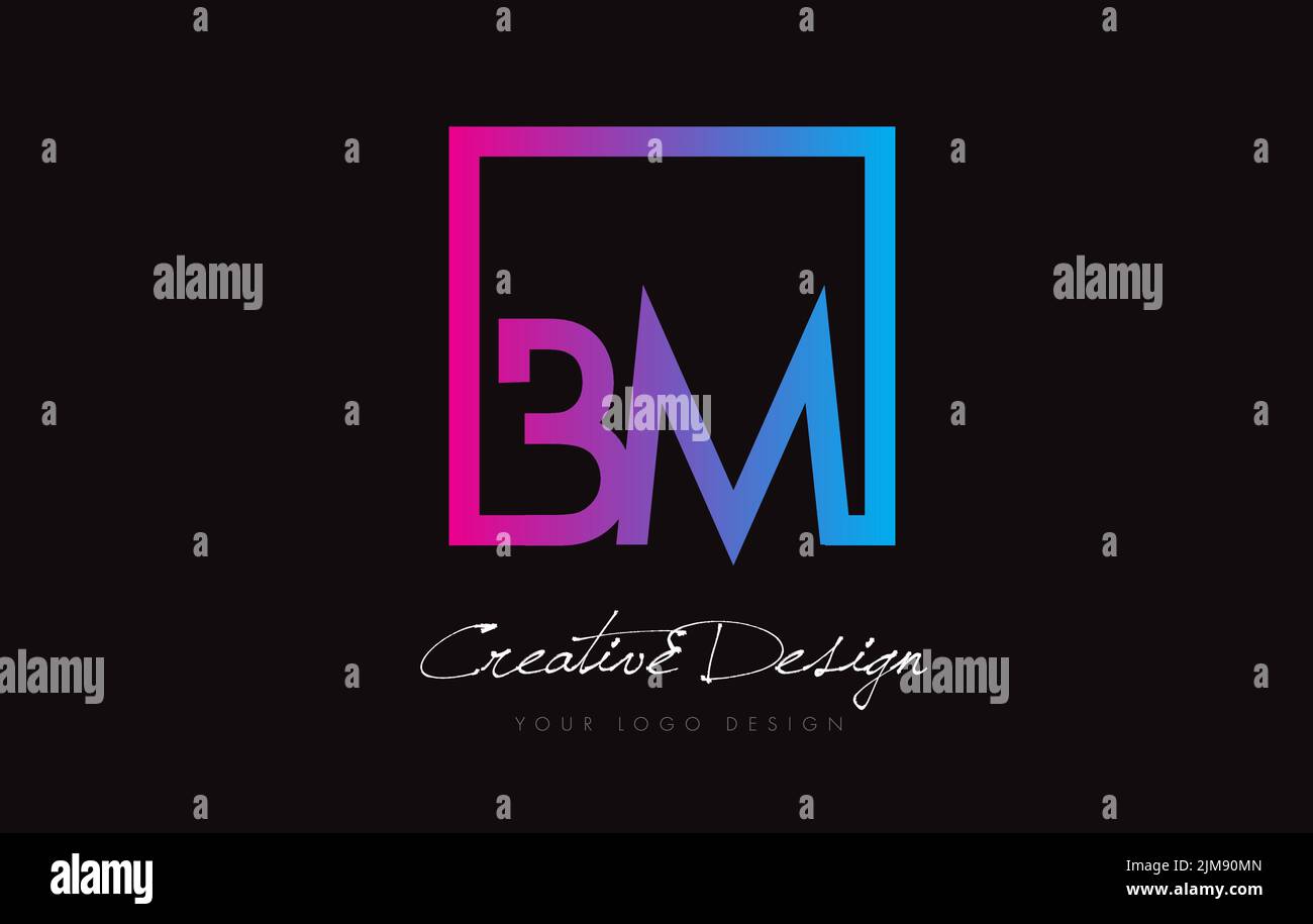 Bm b m letter logo with color block design Vector Image