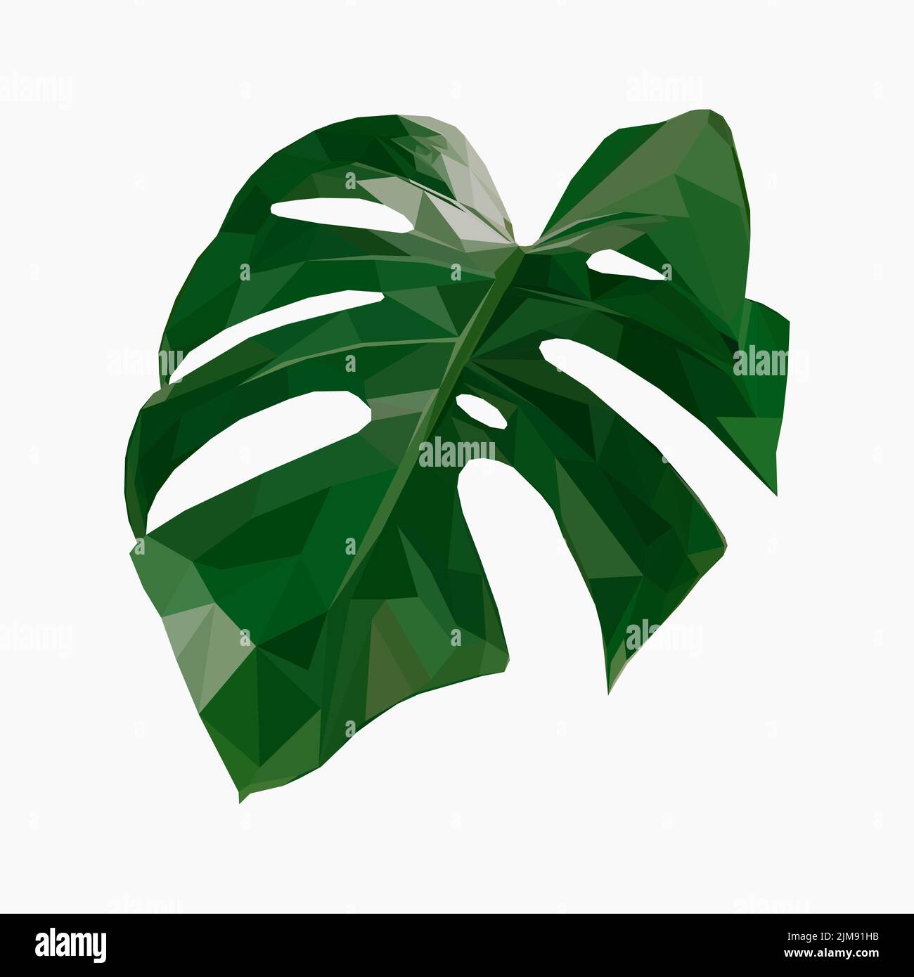 isolated icon with monstera leaf. Low poly style.  Stock Vector