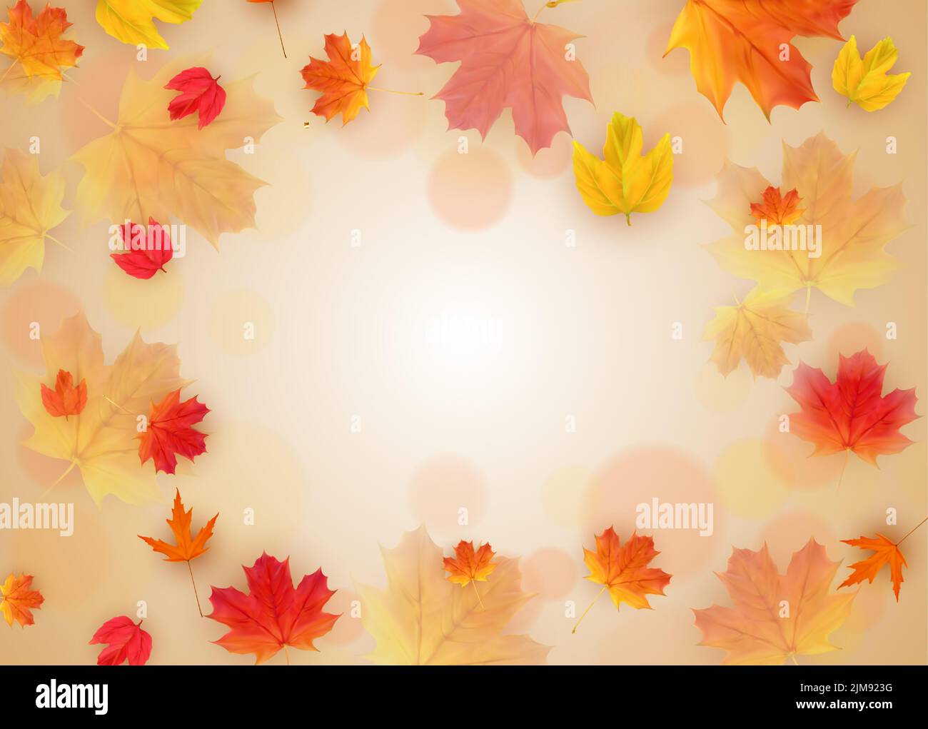 Autumn Fall Leaves Empty Frame Template. Vector Illustration Stock Vector
