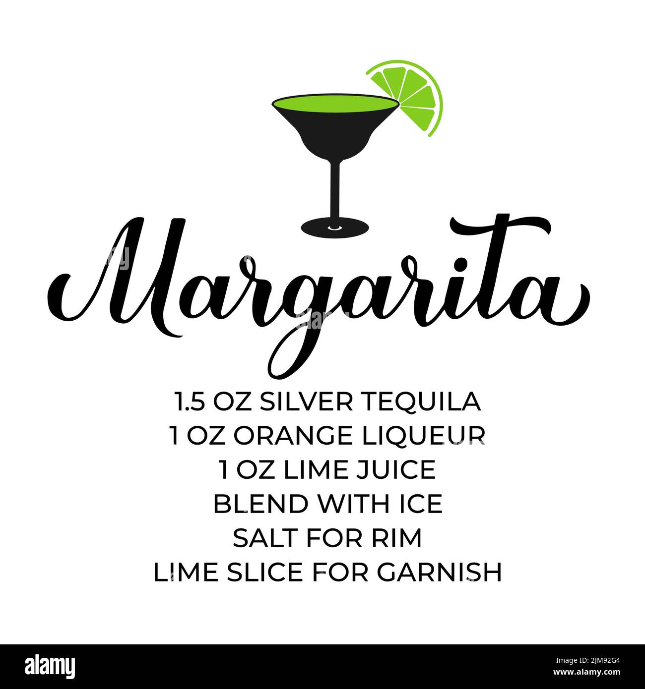 Margarita recipe. How to make Margaritas. Party bar sign. Vector
