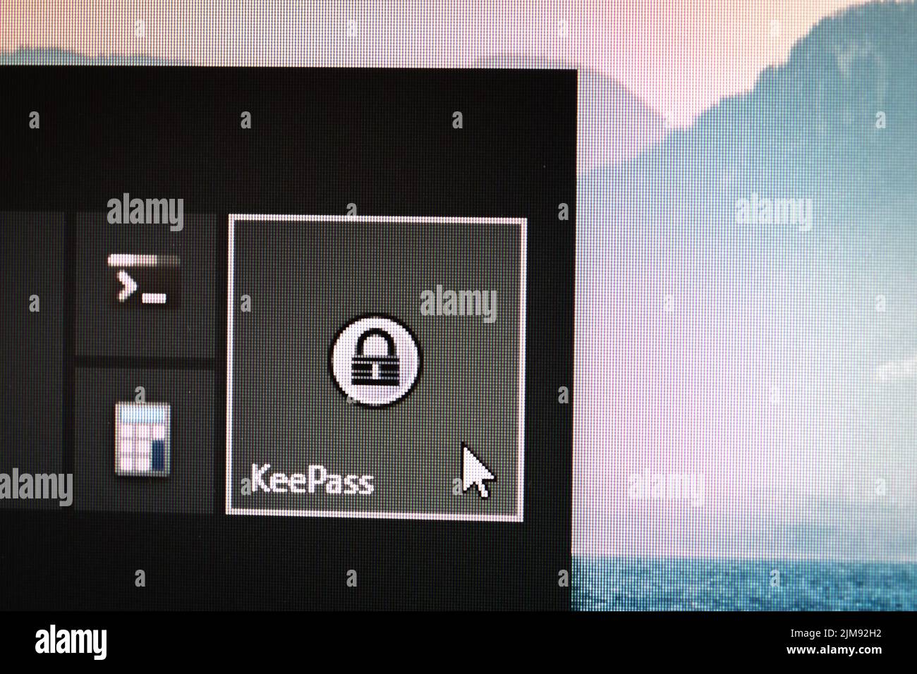 App icon of KeePass on a Windows 10 desktop Stock Photo