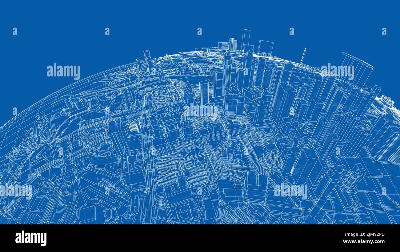 3d city sphere. Vector rendering of 3d Stock Vector Image & Art - Alamy