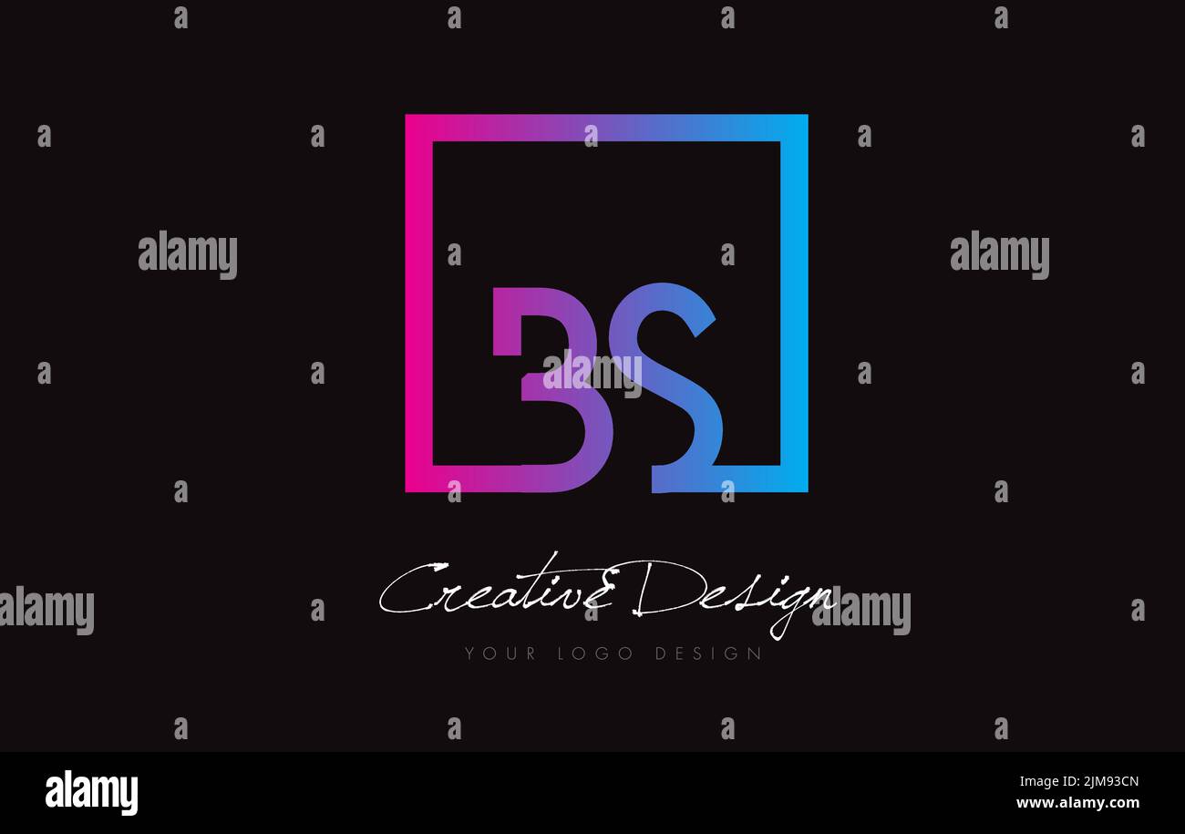BS Square Framed Letter Logo Design Vector with Purple Blue Colors ...