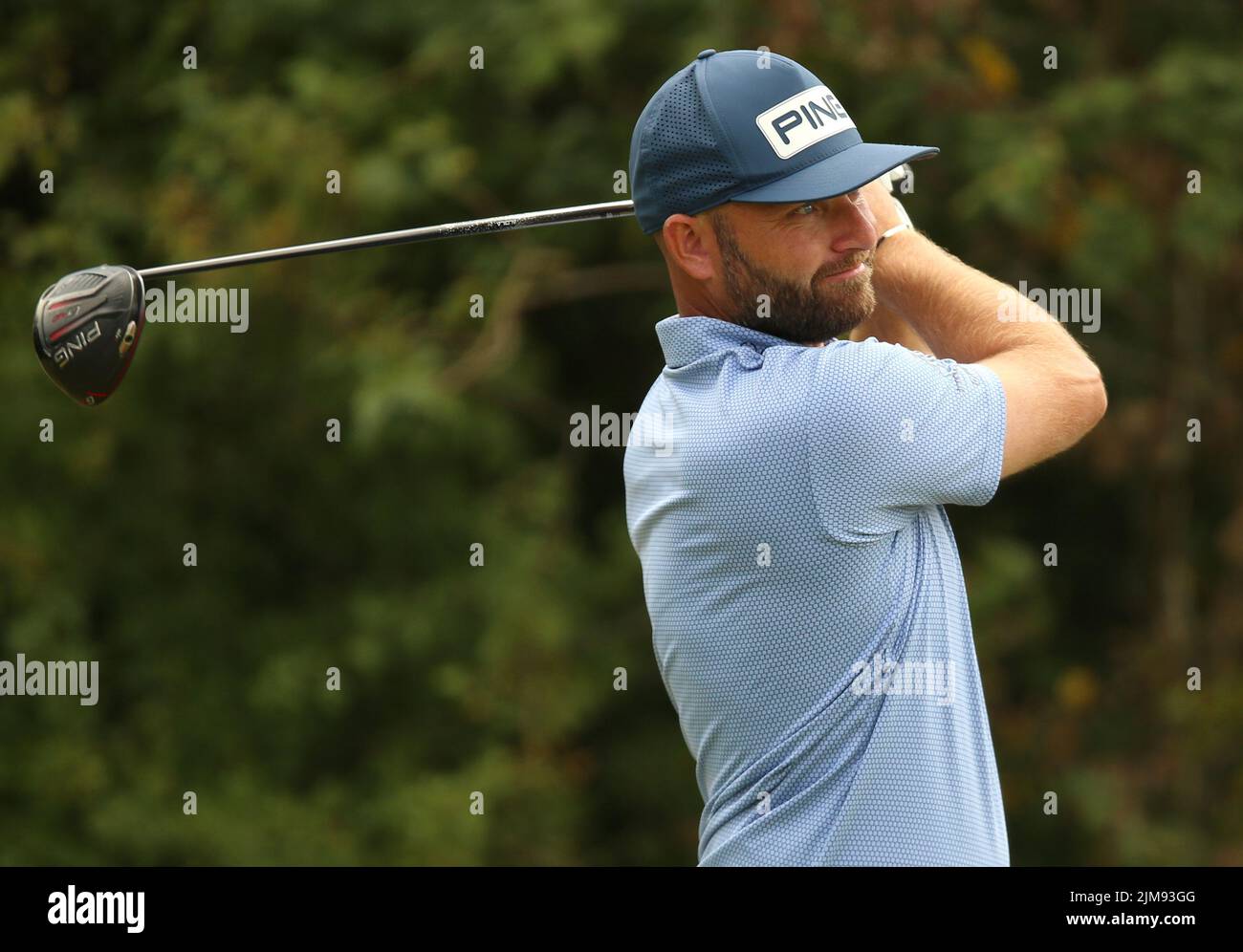 England’s Andy Sullivan during day two of the Cazoo Wales Open at the Celtic Manor Resort in Newport, Wales. Picture date: Friday August 5, 2022. Stock Photo