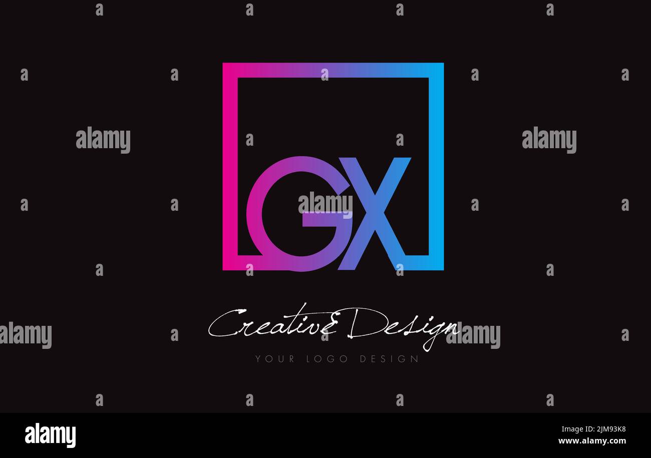 GX Square Framed Letter Logo Design Vector with Purple Blue Colors ...