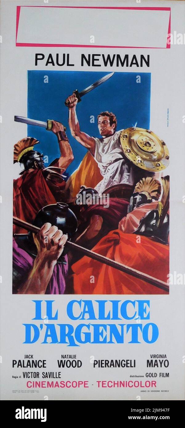 Italian Re-Release Poster from 1970 for PAUL NEWMAN in THE SILVER CHALICE 1954 director / producer VICTOR SAVILLE novel Thomas B. Costain music Franz Waxman Victor Saville Productions / Warner Bros. Stock Photo