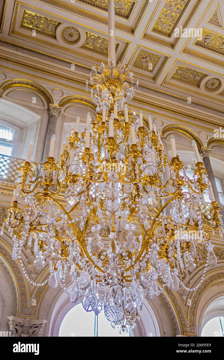 Chandolier Winter Palace St. Petersburg Russia Stock Photo