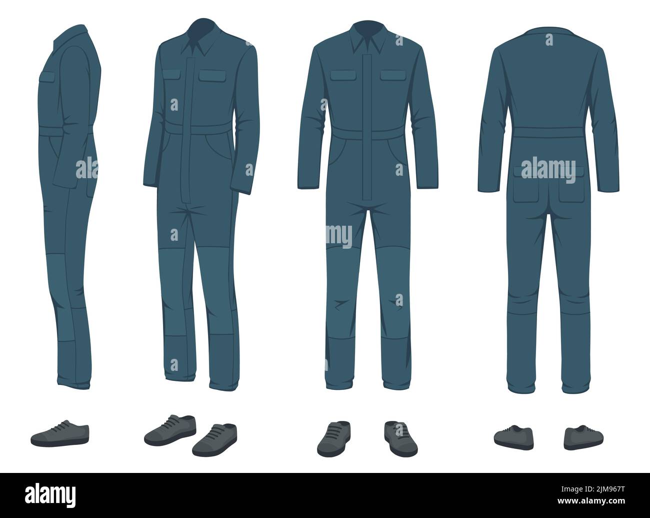 Worker Uniform Mockup Front View on white background, Uniform for a worker, mechanic, driver, loader, mechanic. Stock Vector