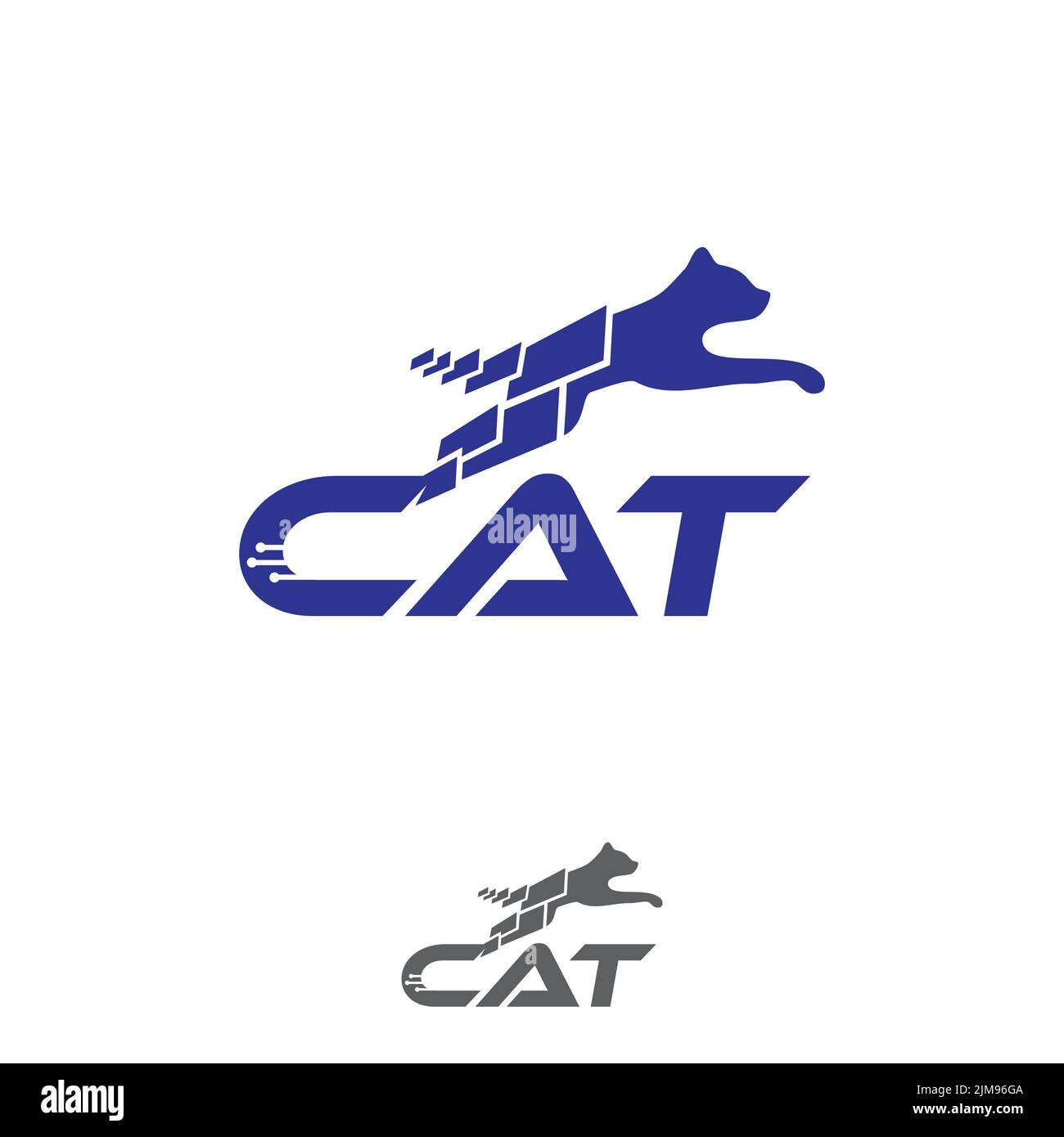 Cat technology logo design concept. Vector illustration EPS.8 EPS.10 Stock Vector