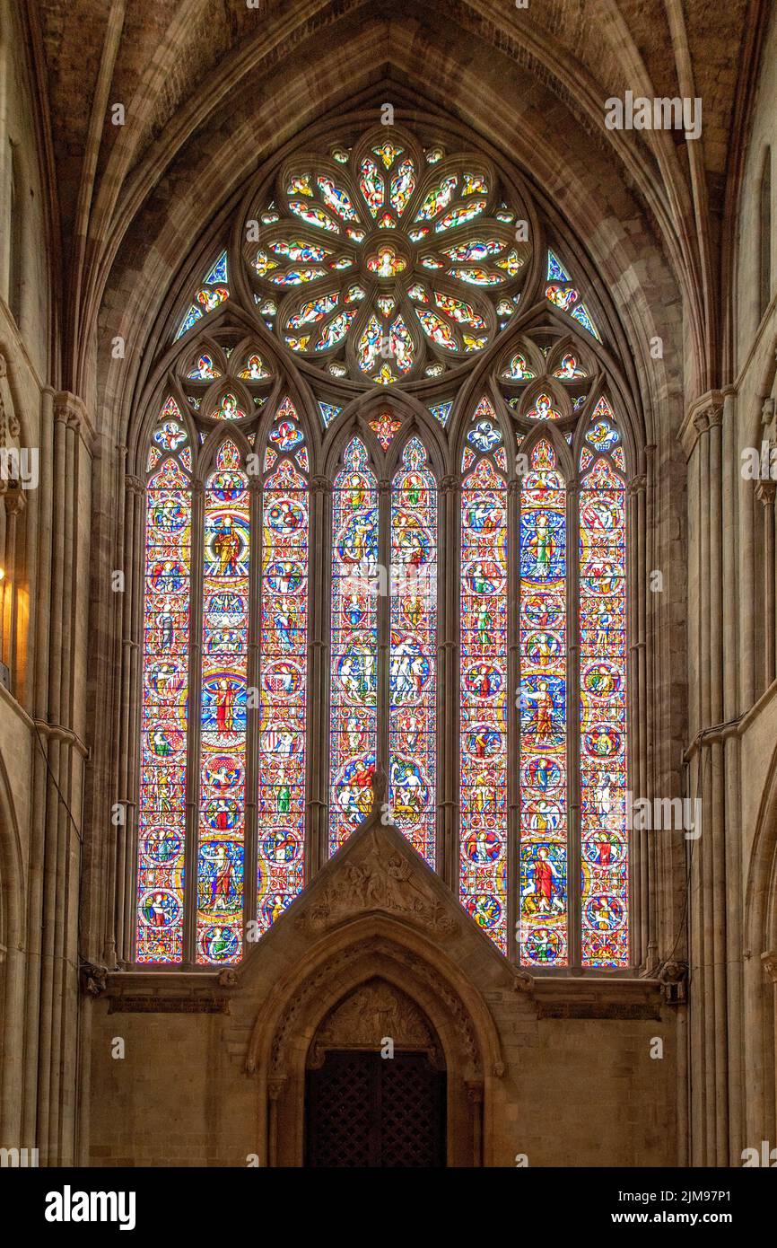 Stained Glass Window in Worcester Cathedral, Worcester, Worcestershire