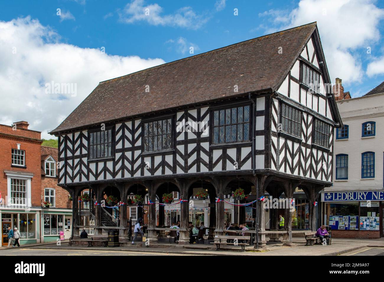Tudor Half-timbered Corn Market House, Ledbury, Herefordshire, England Stock Photo