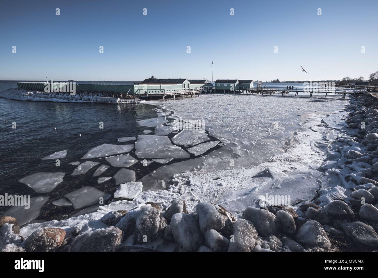 Frozen coast at Baltic sea near Copenhagen Stock Photo
