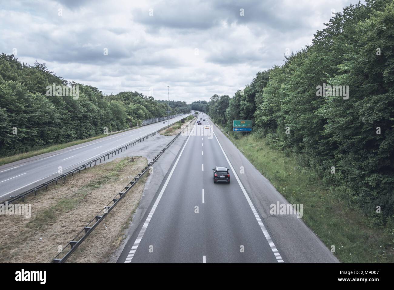 The Hillerod / Hillerød motorway route 16. The route is one of the major approaches to Copenhagen Stock Photo