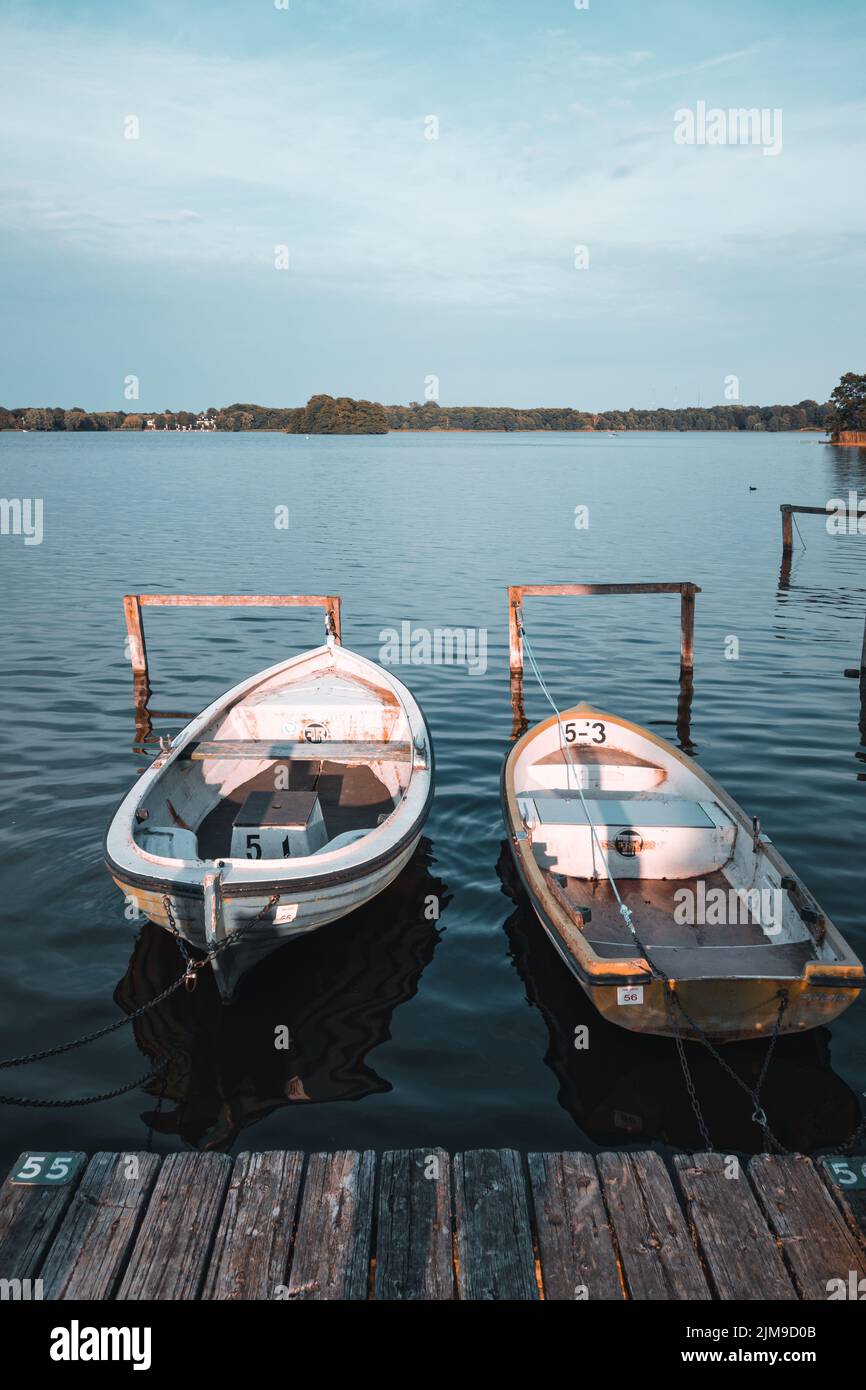 Boats on Lake Bagsvaerd in Capital region Denmark Stock Photo