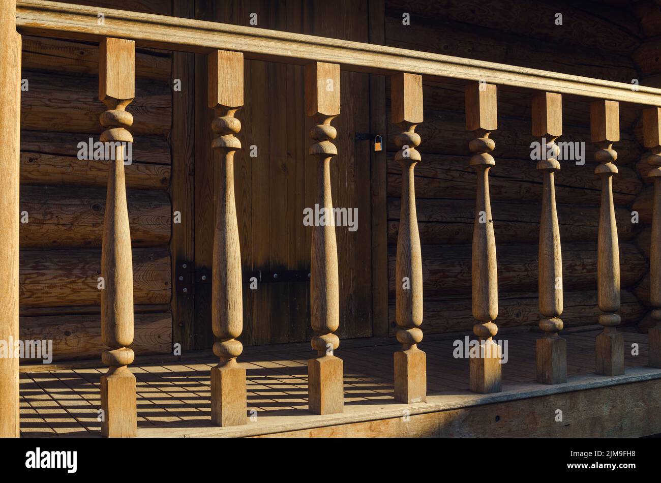 Wooden banister of house exterior Stock Photo Alamy