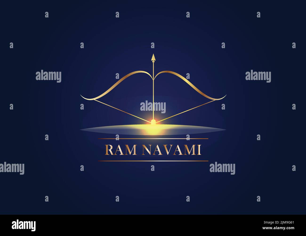 golden bow arrow ram Navami greeting design template Stock Vector