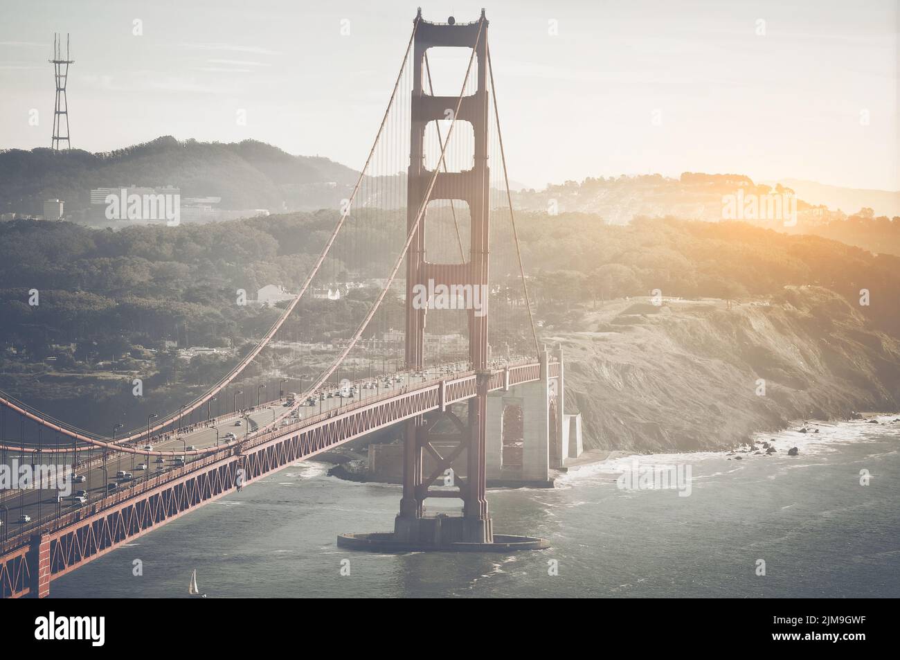 San Francisco Golden Gate Bridge Retro Film Style Stock Photo