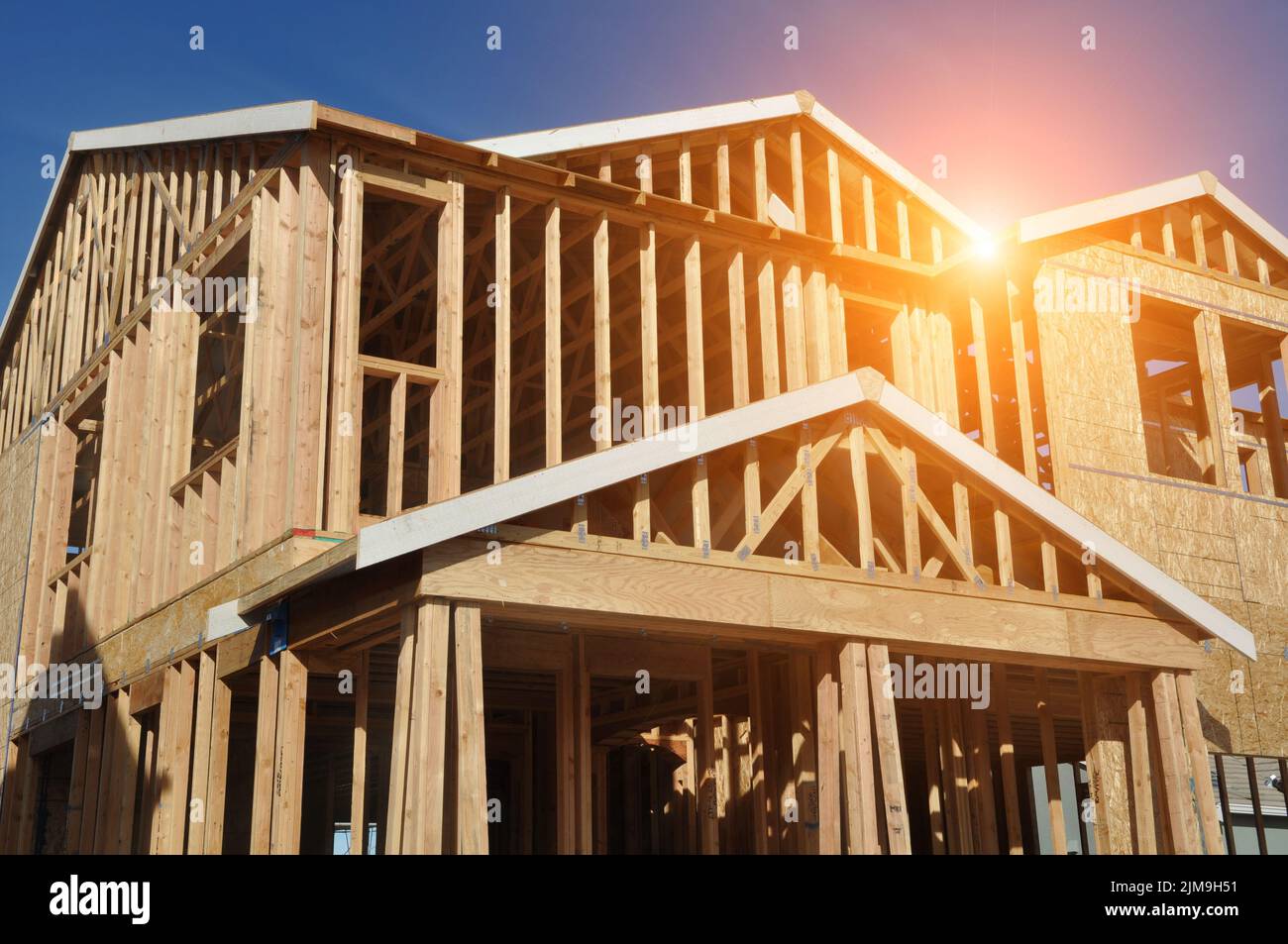 Home Under Construction with Sunlight Stock Photo Alamy