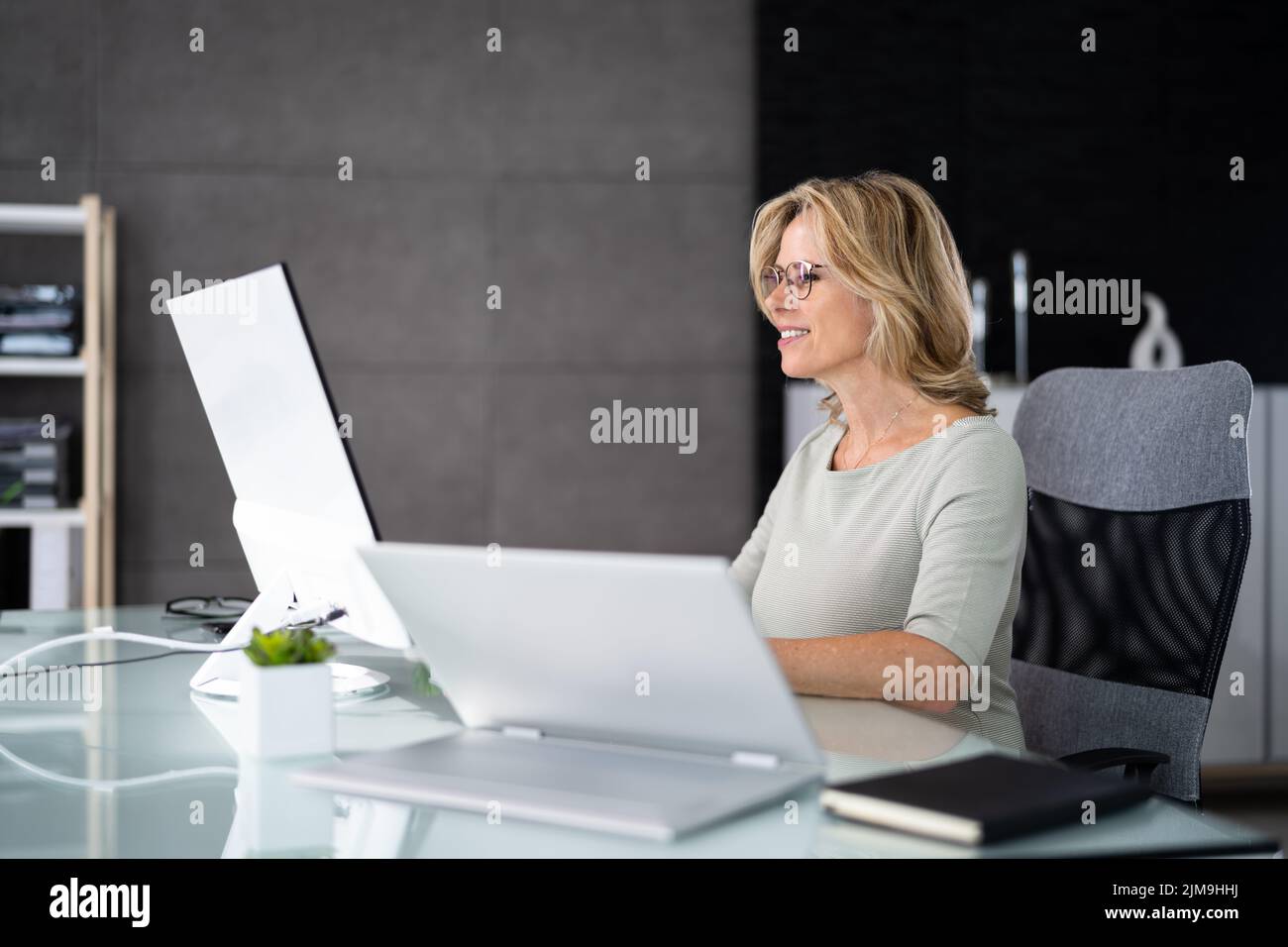 Online Training Video Conferencing Business Webinar On Computer Stock Photo