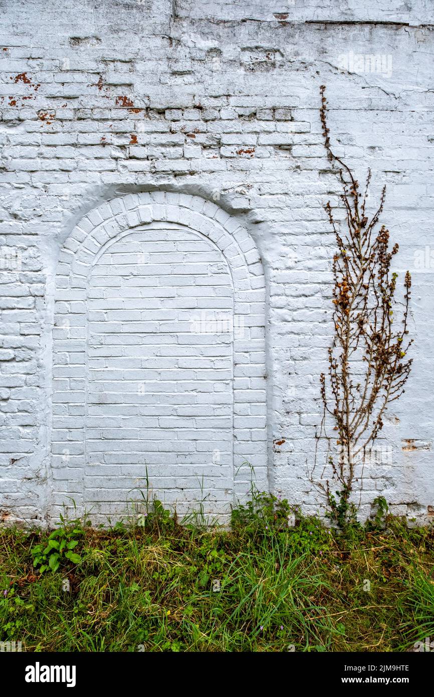 White washed bricked up entrance Stock Photo