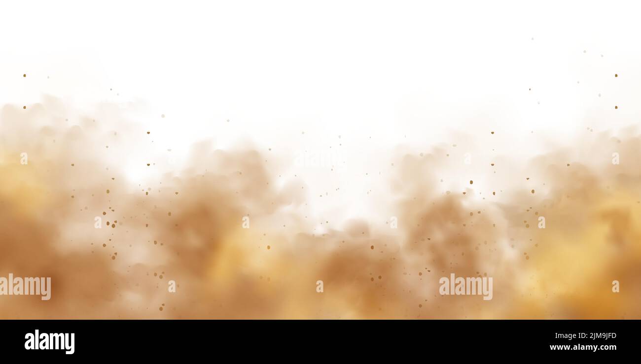 Realistic dust clouds isolated on white background. Sand storm with ...