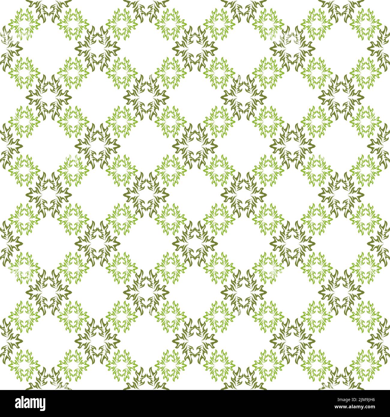 Vector seamless background. White wallpaper with green pattern Stock