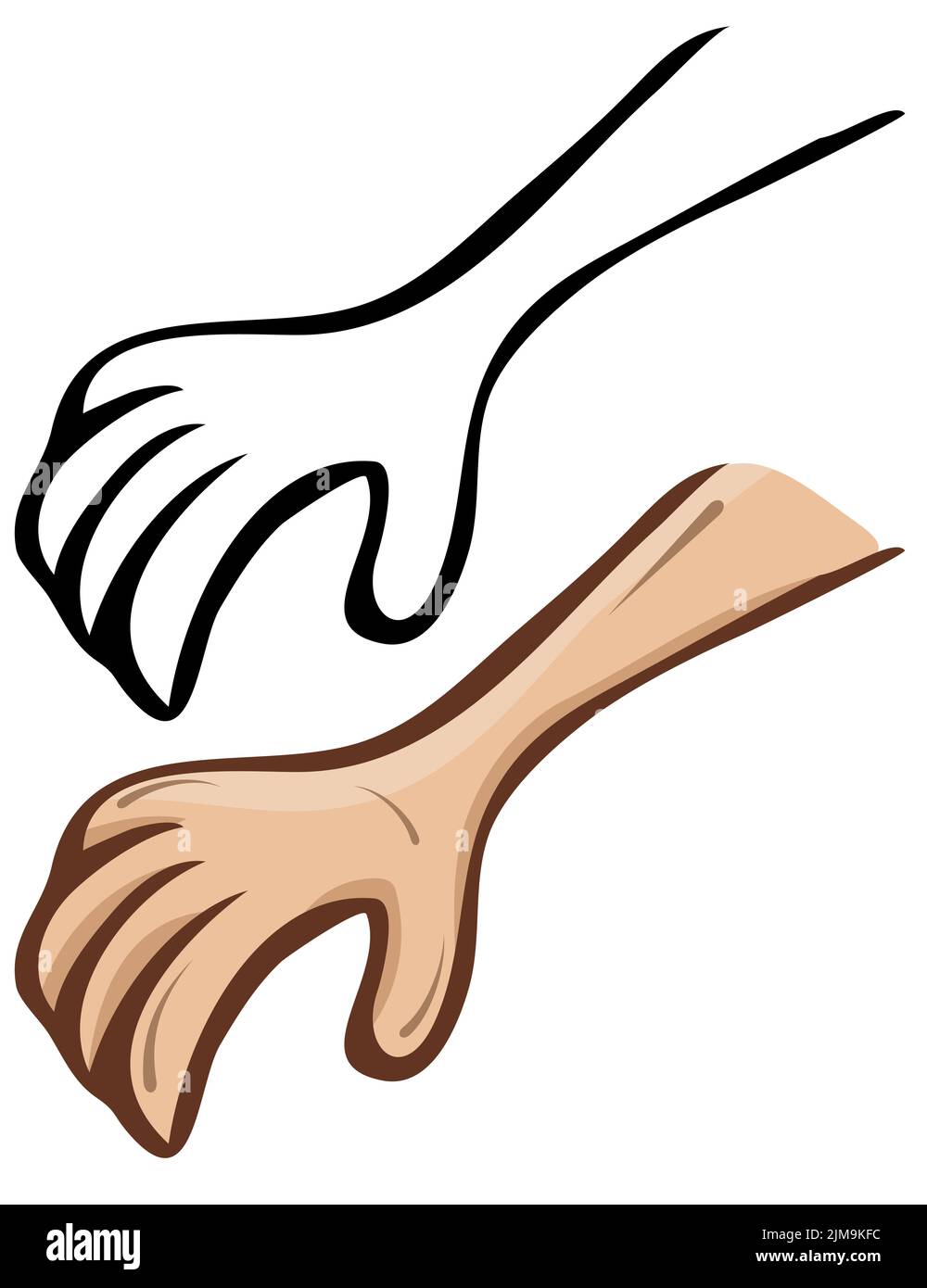 Vector cartoon hand. A set of contour and painted Stock Photo