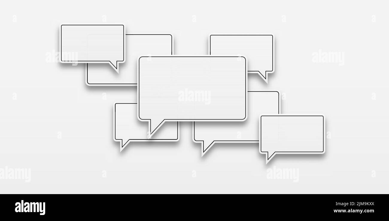 Vector white sticker set with speech bubbles with a stroke. Empty blank ...